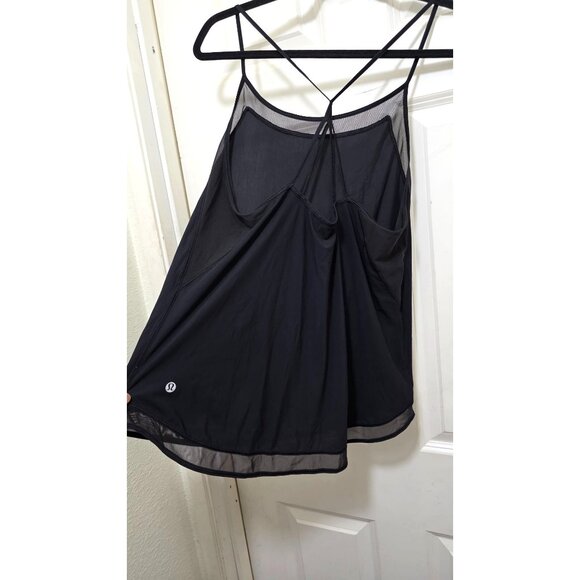 Lululemon Black Sheer-Panel Strappy Tank Top Size 4-6 - Picture 3 of 6